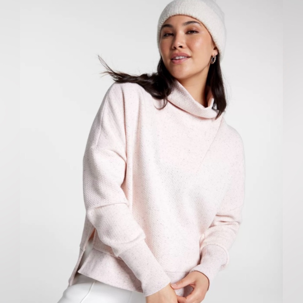 Calia Herringbone Funnel Neck Pink/Grey